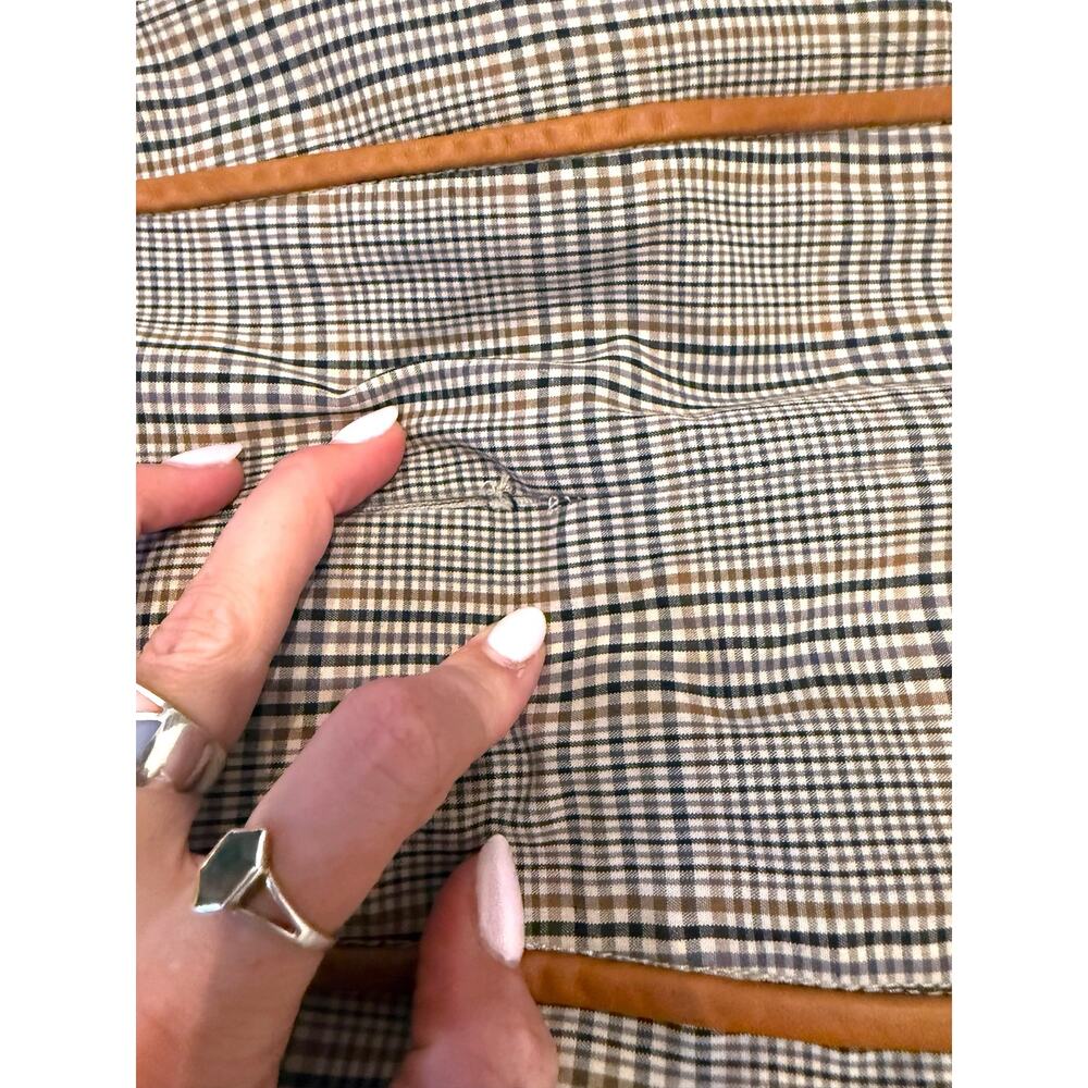 TORY BURCH Plaid Pleated A-Line Midi Skirt Leather Trim Belt Size 0 NWOT - Picture 6 of 9